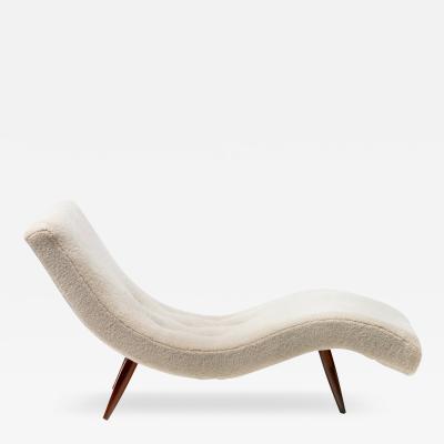 Adrian Pearsall Adrian Pearsall Wave Lounge in Plush Faux Vanilla Bean Shearling on Walnut Legs