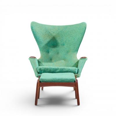 Adrian Pearsall Adrian Pearsall for Craft Assoc 2231 Walnut Lounge Chairs Pair with Ottomans