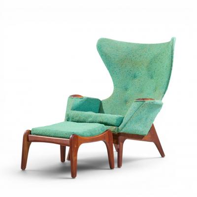 Adrian Pearsall Adrian Pearsall for Craft Assoc 2231 Walnut Lounge Chairs Pair with Ottomans