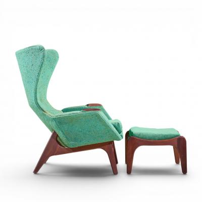 Adrian Pearsall Adrian Pearsall for Craft Assoc 2231 Walnut Lounge Chairs Pair with Ottomans