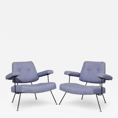 Adrian Pearsall Adrian Pearsall for Craft Associates 104C Mid Century Iron Lounge Chairs Pair