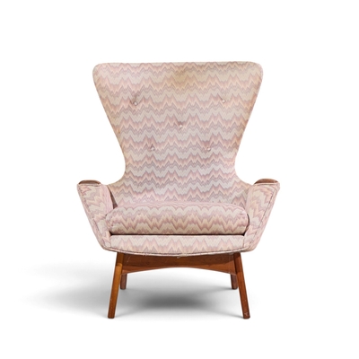 Adrian Pearsall Adrian Pearsall for Craft Associates 2231 C Walnut Wingback Lounge Chairs Pair
