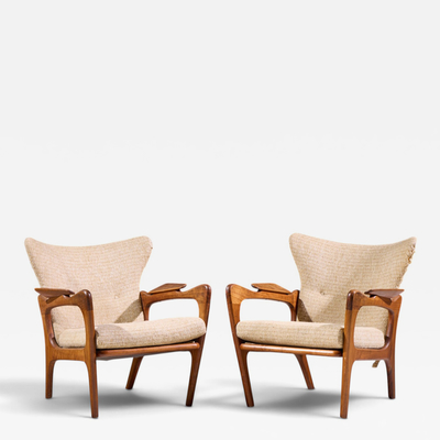 Adrian Pearsall Adrian Pearsall for Craft Associates 2291 C Mid Century Lounge Chairs Pair
