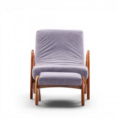Adrian Pearsall Adrian Pearsall for Craft Associates 705 CW Walnut Lounge Chair with Ottoman