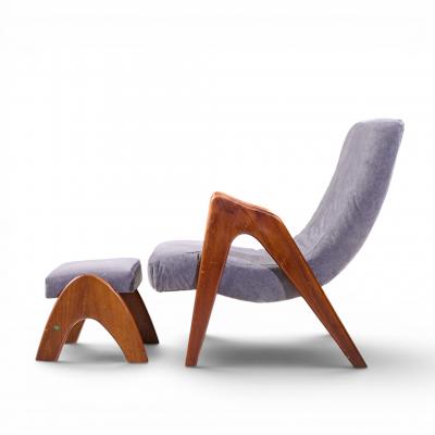 Adrian Pearsall Adrian Pearsall for Craft Associates 705 CW Walnut Lounge Chair with Ottoman
