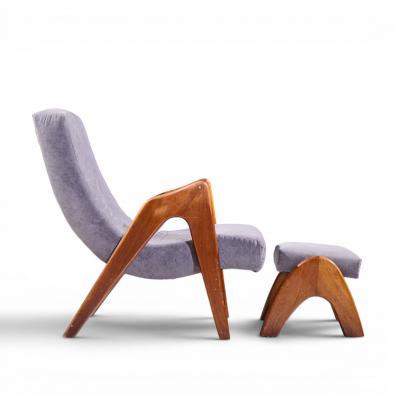 Adrian Pearsall Adrian Pearsall for Craft Associates 705 CW Walnut Lounge Chair with Ottoman