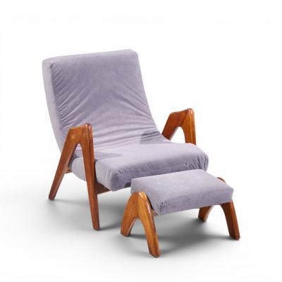 Adrian Pearsall Adrian Pearsall for Craft Associates 705 CW Walnut Lounge Chair with Ottoman