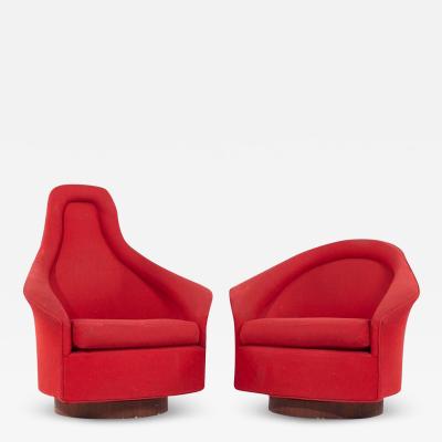 Adrian Pearsall Adrian Pearsall for Craft Associates His and Hers Swivel Lounge Chairs Pair