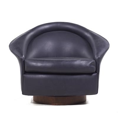 Adrian Pearsall Adrian Pearsall for Craft Associates Mid Century Walnut Base Swivel Lounge Chair