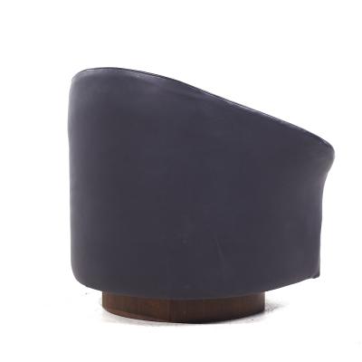Adrian Pearsall Adrian Pearsall for Craft Associates Mid Century Walnut Base Swivel Lounge Chair