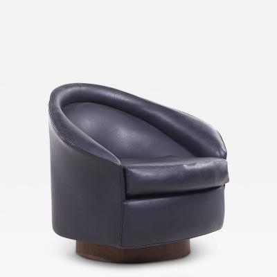 Adrian Pearsall Adrian Pearsall for Craft Associates Mid Century Walnut Base Swivel Lounge Chair