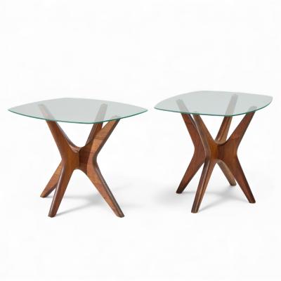 Adrian Pearsall Adrian Pearsall for Craft Associates Mid Century Walnut Jacks Side Tables Pair