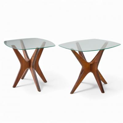 Adrian Pearsall Adrian Pearsall for Craft Associates Mid Century Walnut Jacks Side Tables Pair