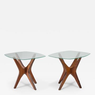 Adrian Pearsall Adrian Pearsall for Craft Associates Mid Century Walnut Jacks Side Tables Pair