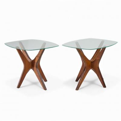 Adrian Pearsall Adrian Pearsall for Craft Associates Mid Century Walnut Jacks Side Tables Pair