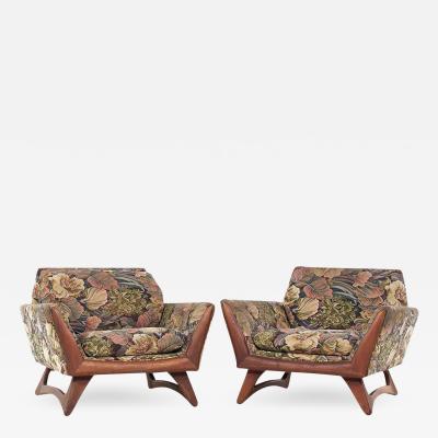 Adrian Pearsall Adrian Pearsall for Craft Associates Mid Century Walnut Lounge Chairs Pair