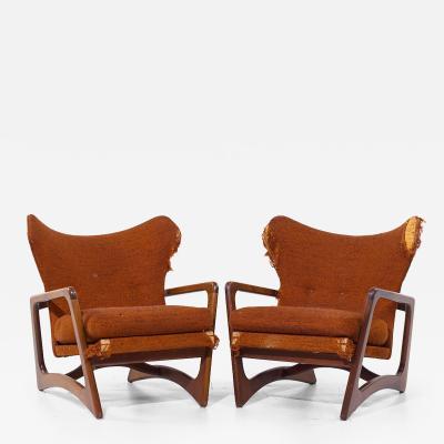 Adrian Pearsall Adrian Pearsall for Craft Associates Mid Century Walnut Lounge Chairs Pair