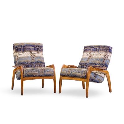 Adrian Pearsall Adrian Pearsall for Craft Associates Mid Century Walnut Lounge Chairs Pair
