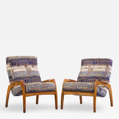 Adrian Pearsall Adrian Pearsall for Craft Associates Mid Century Walnut Lounge Chairs Pair