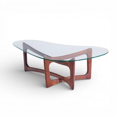 Adrian Pearsall Adrian Pearsall for Craft Associates Mid Century Walnut and Glass Coffee Table