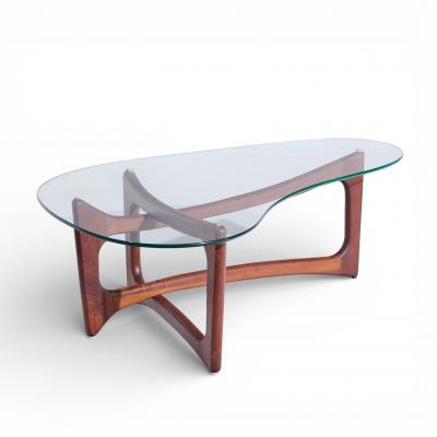 Adrian Pearsall Adrian Pearsall for Craft Associates Mid Century Walnut and Glass Coffee Table