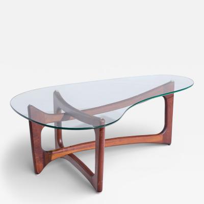 Adrian Pearsall Adrian Pearsall for Craft Associates Mid Century Walnut and Glass Coffee Table