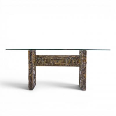 Adrian Pearsall Adrian Pearsall for Craft Associates Midcentury Brutalist Glass Top Dining Table