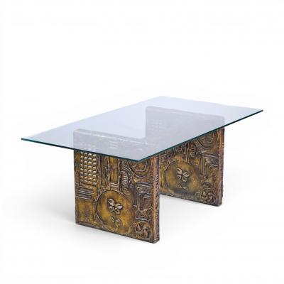 Adrian Pearsall Adrian Pearsall for Craft Associates Midcentury Brutalist Glass Top Dining Table