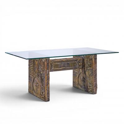 Adrian Pearsall Adrian Pearsall for Craft Associates Midcentury Brutalist Glass Top Dining Table