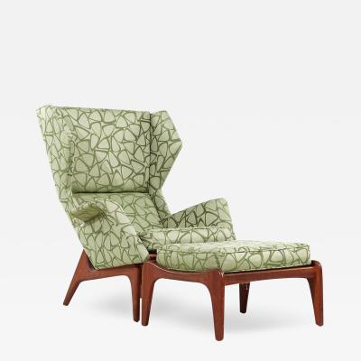 Adrian Pearsall Adrian Pearsall for Craft Associates Walnut Wingback Chair and Ottoman