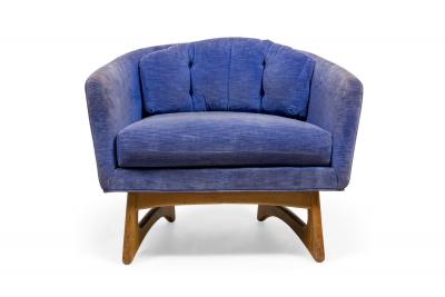 Adrian Pearsall Adrian Pearsall for Craft AssociatesWalnut and Velour Curved Back Armchairs