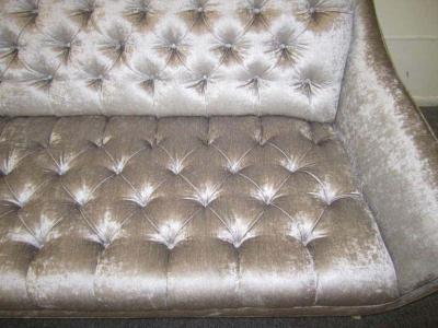 Adrian Pearsall Amazing Regency Modern Silver Grey Velvet Tufted Sofa Mid Century Modern