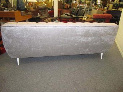 Adrian Pearsall Amazing Regency Modern Silver Grey Velvet Tufted Sofa Mid Century Modern