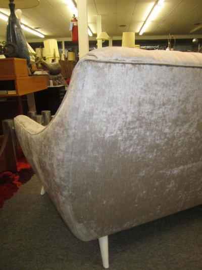 Adrian Pearsall Amazing Regency Modern Silver Grey Velvet Tufted Sofa Mid Century Modern