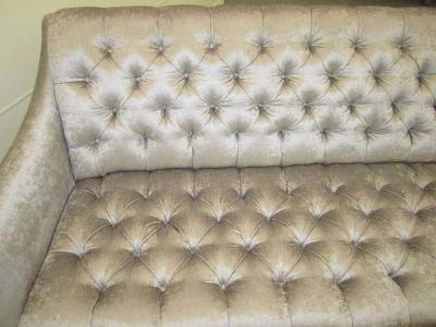 Adrian Pearsall Amazing Regency Modern Silver Grey Velvet Tufted Sofa Mid Century Modern