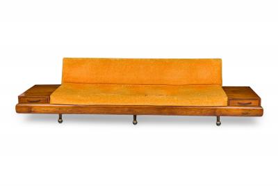 Adrian Pearsall American Mid Century Orange Upholstered Platform Sofa