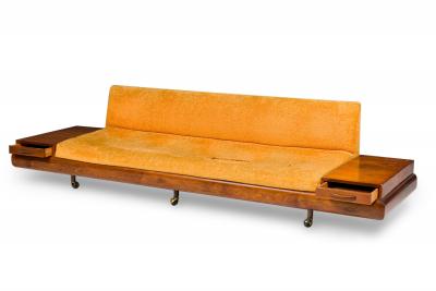 Adrian Pearsall American Mid Century Orange Upholstered Platform Sofa