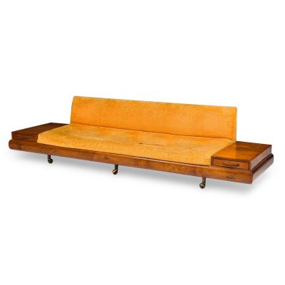 Adrian Pearsall American Mid Century Orange Upholstered Platform Sofa