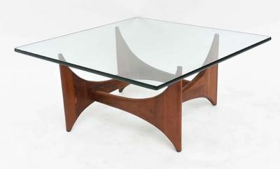 Adrian Pearsall American Modern Pair of Walnut and Glass Low Tables by Adrian Pearsall