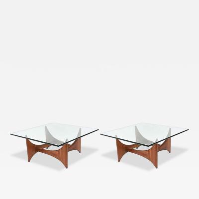 Adrian Pearsall American Modern Pair of Walnut and Glass Low Tables by Adrian Pearsall