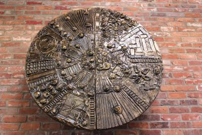 Adrian Pearsall Brutalist Wall Mounted Disc Bar by Adrian Pearsall for Craft Associates