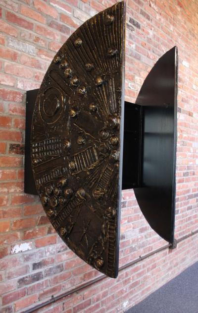 Adrian Pearsall Brutalist Wall Mounted Disc Bar by Adrian Pearsall for Craft Associates