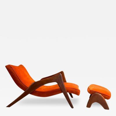 Adrian Pearsall Crescent Lounge Chair and Ottoman 1960