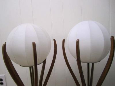 Adrian Pearsall Excellent Pair of Danish Modern Sculptural Walnut Lamps Mid Century Modern
