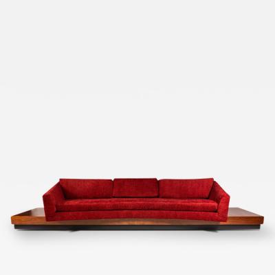 Adrian Pearsall Expansive 12 Foot Mid Century Modern Brutalist Platform Sofa in Walnut Red