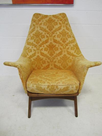 Adrian Pearsall Fabulous Adrian Pearsall Wing Back Walnut Lounge Chair Mid Century Modern