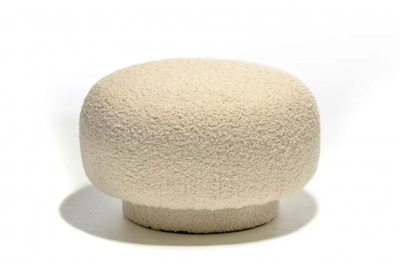 Adrian Pearsall Ivory Boucl Post Modern Swivel Chairs Ottoman Attributed to Adrian Pearsall