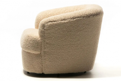 Adrian Pearsall Ivory Boucl Post Modern Swivel Chairs Ottoman Attributed to Adrian Pearsall
