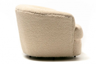 Adrian Pearsall Ivory Boucl Post Modern Swivel Chairs Ottoman Attributed to Adrian Pearsall
