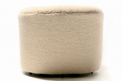 Adrian Pearsall Ivory Boucl Post Modern Swivel Chairs Ottoman Attributed to Adrian Pearsall